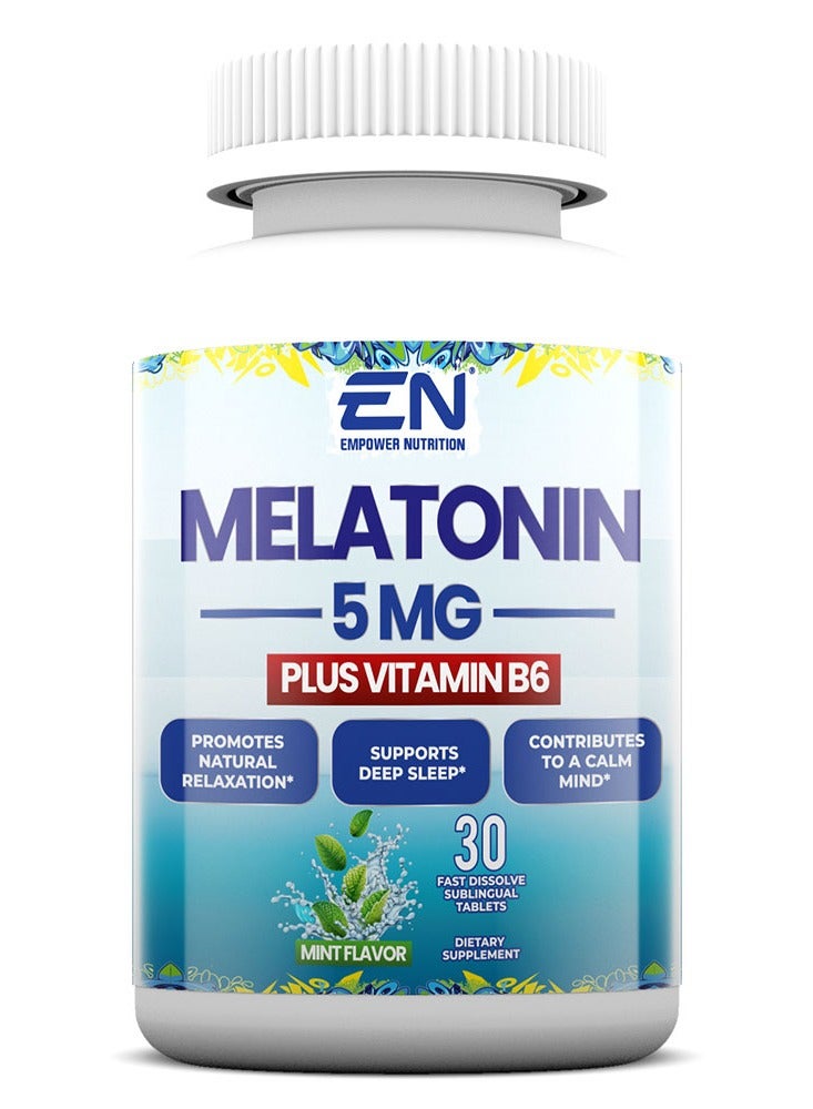 Empower Nutrition Melatonin 5 mg – 30 Fast-Dissolve Sublingual Tablets | Mint Flavor, Nighttime Relaxation & Sleep Routine Support - Image 1